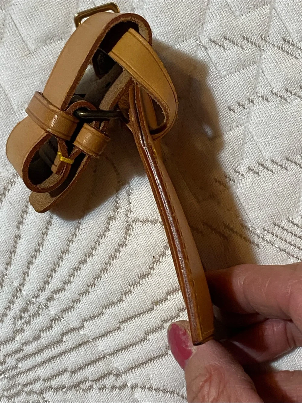 Louis Vuitton Tan Leather Luggage Tag with Strap